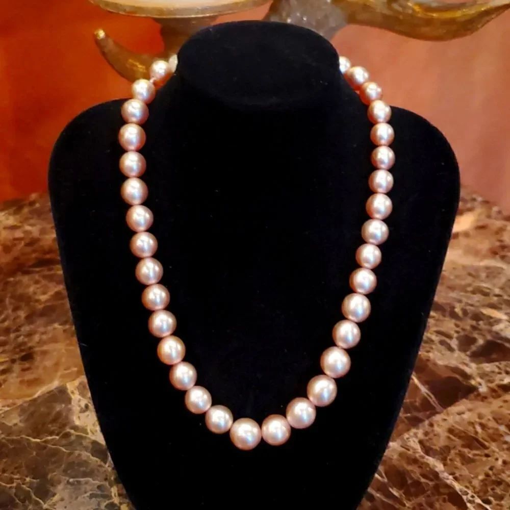Vintage Faux Pearl Necklace, Sterling Silver Clasp! Heavy Authentic Quality!
